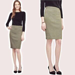 ANN TAYLOR Shimmer Jacquard Pencil Skirt Sz 6 Gold Black